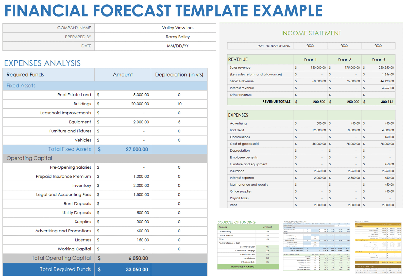 Business cash flow forecast